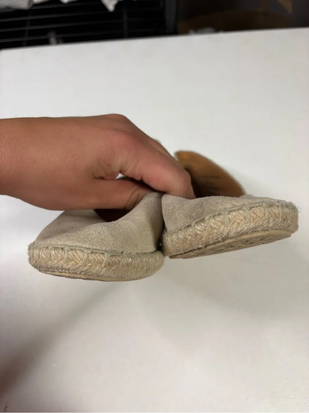 Verbenas Mamen Wedge Espadrilles Beige Suede Leather Jute Size 39
